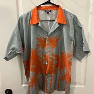 Mann Men's Tropical sage green and Orange Shirt